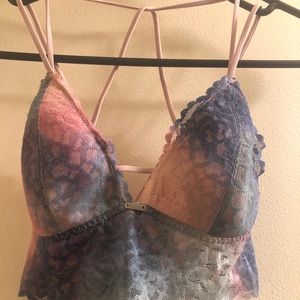 PINK bralette, pink tie dyed/ multicolored, Small